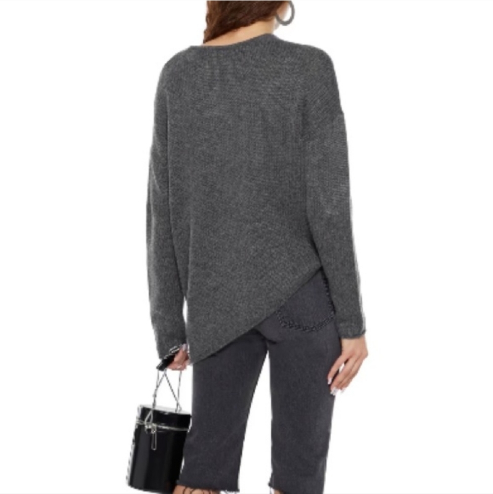Helmut Lang Taupe Marled Asymmetrical Alpaca Camel Hair Sweater Size Large - Picture 7 of 7